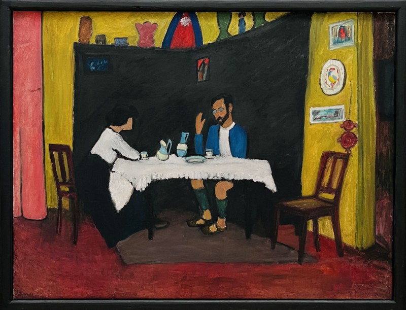 Gabriele Münter — Kandinsky et Erma Bossi à table, 1912